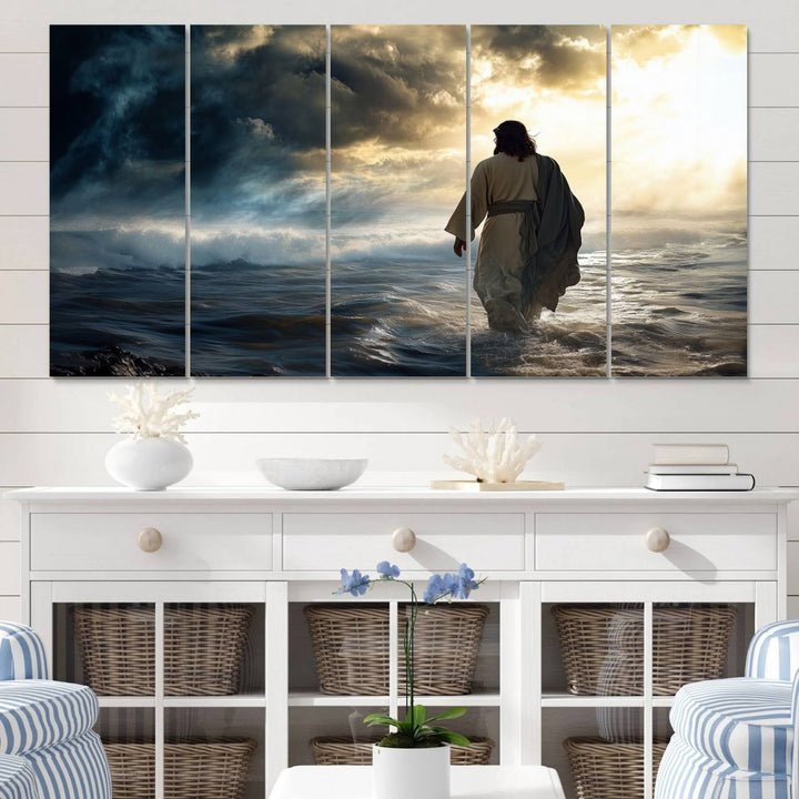 Jesus Walking on Water Wall Art | Canvas Print | Ready to Hang | Christian Home Decor | Spiritual Faith Wall Art | Inspirational Religious Wall Decor