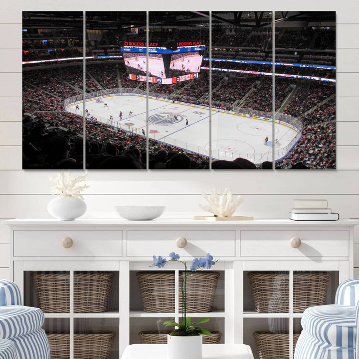 Rogers Place Edmonton Oilers Ice Hockey Stadium Wall Art Canvas Print