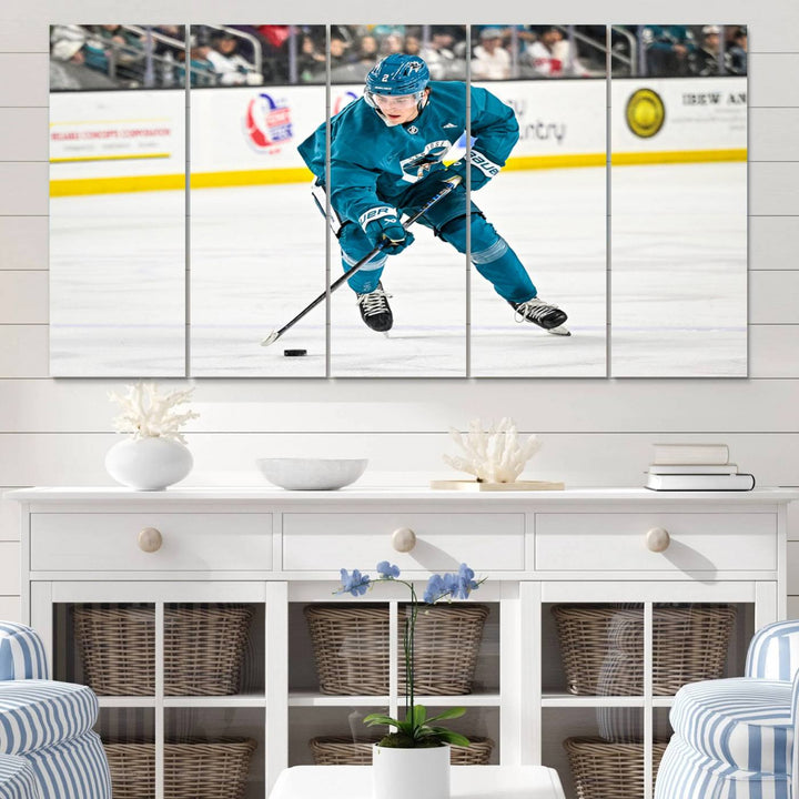 San Jose SharksIce Hockey Player Wall Art Canvas Print