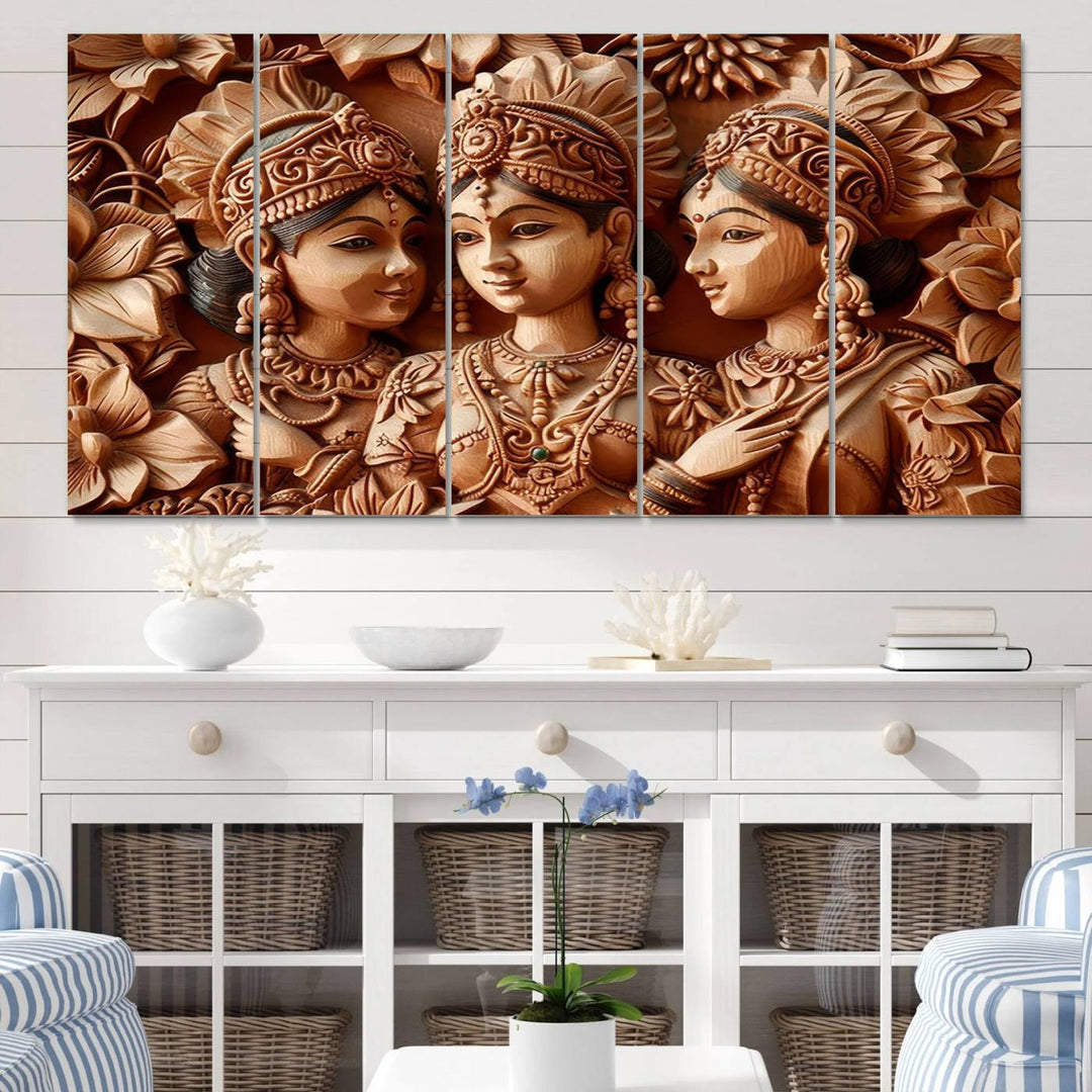 Indian Woman Statue Wall Art Canvas Print