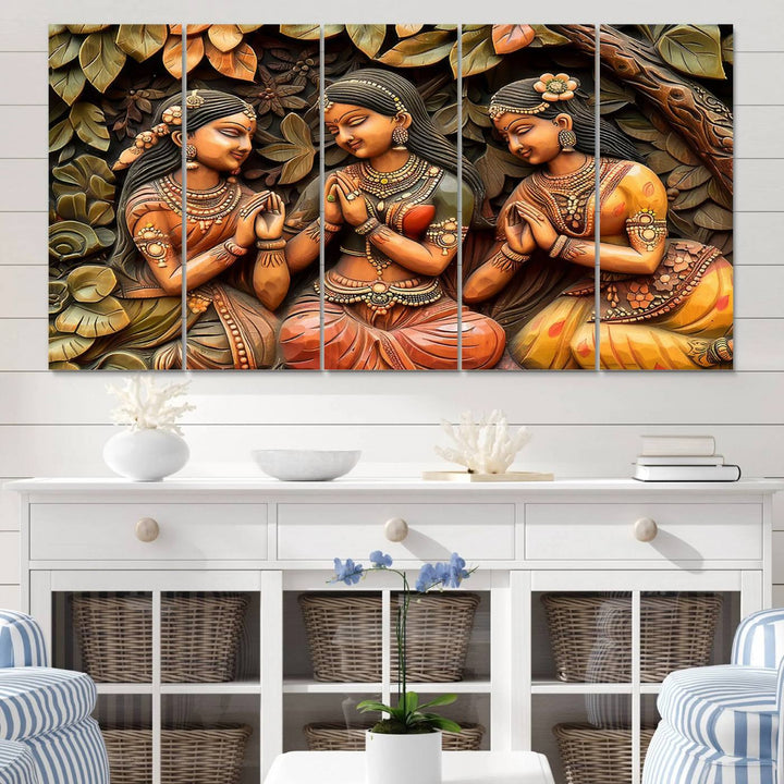 Indian Woman Statue Wall Art Canvas Print