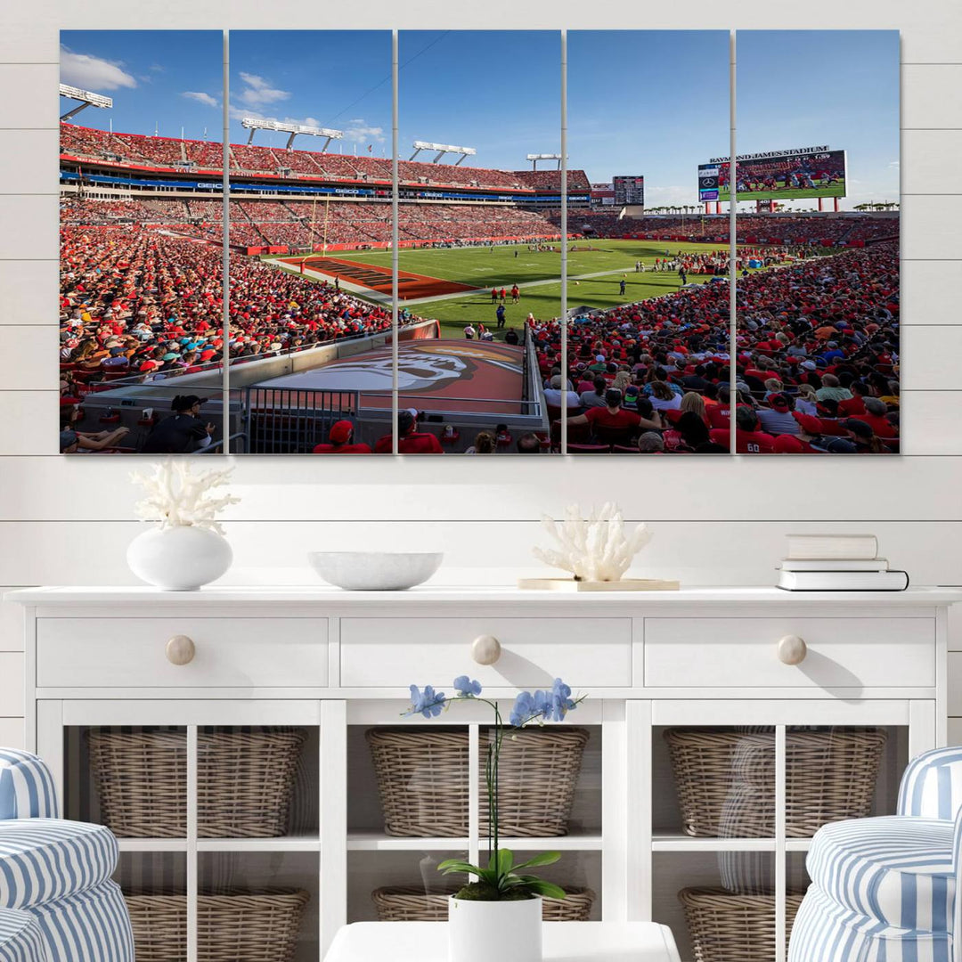 Florida Tampa Raymond James Stadium Wall Art Canvas Print - NFL Football Stadium Print