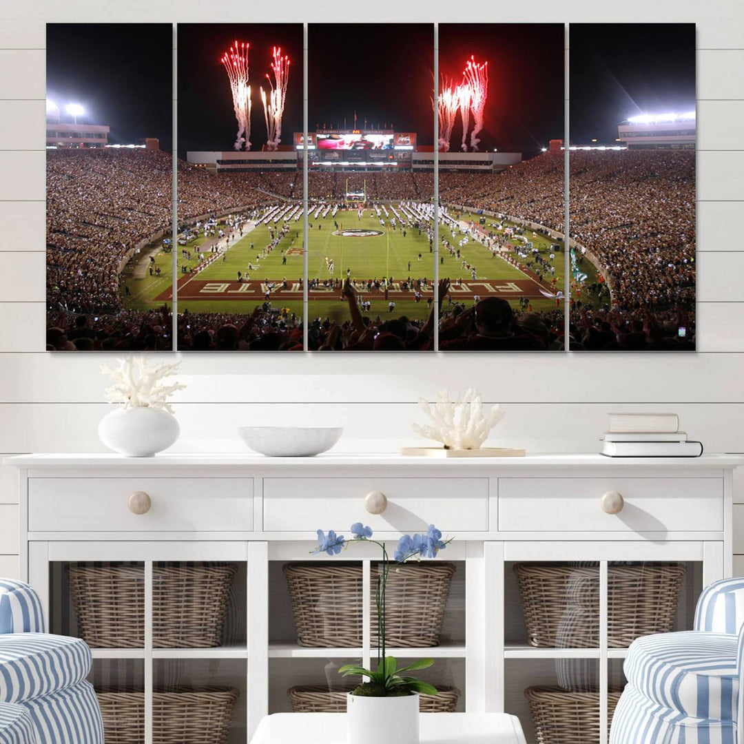 Florida State Seminoles Football Team Print - Tallahassee Doak Campbell Stadium Wall Art Canvas Print