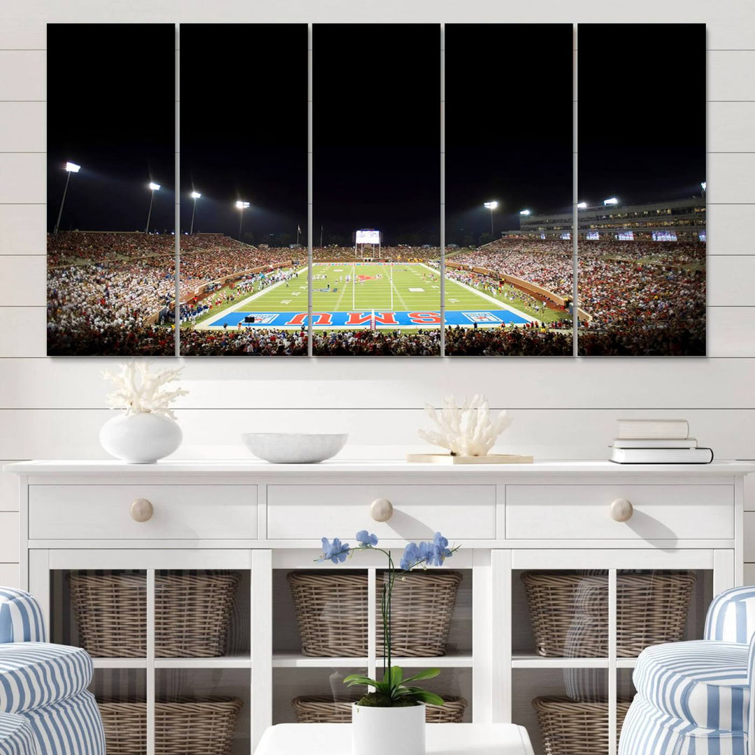 SMU Mustangs Football Team Print - Dallas Gerald J. Ford Stadium Wall Art Canvas Print