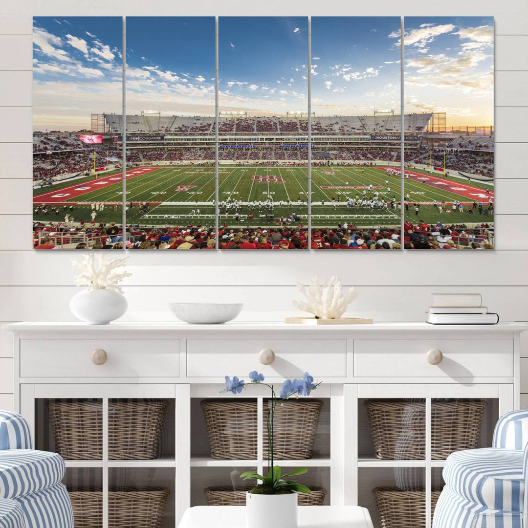 Houston Cougars Football Team Print - Houston TDECU Stadium Wall Art Canvas Print