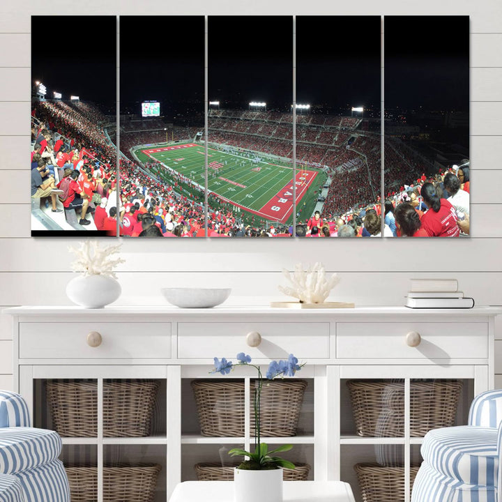 Houston Cougars Football Team Print - Houston TDECU Stadium Wall Art Canvas Print