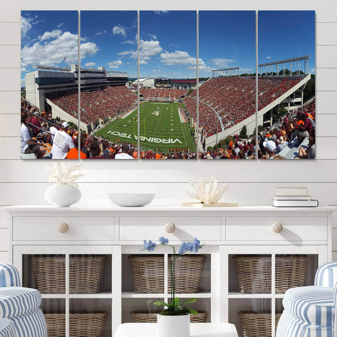 Virginia Tech Hokies Football Team Print - Blacksburg Lane Stadium Wall Art Canvas Print