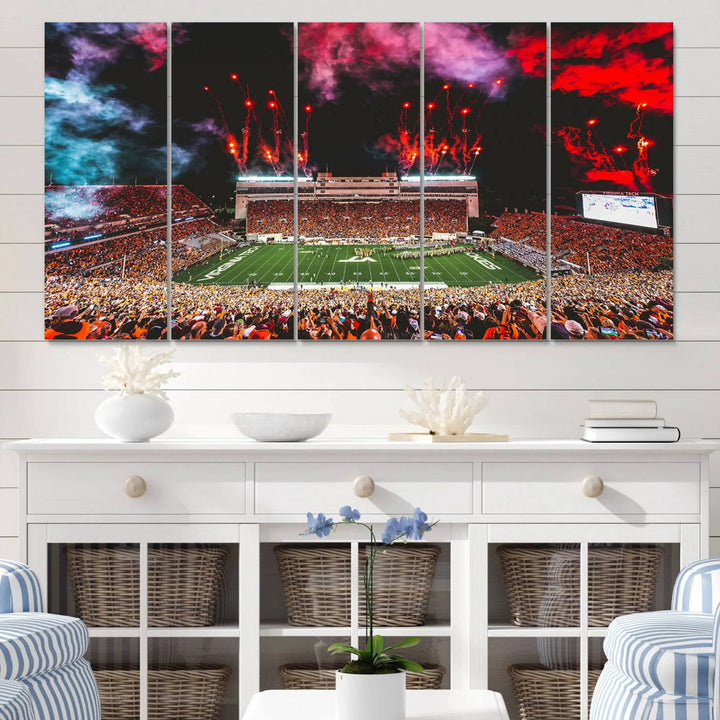 Virginia Tech Hokies Football Team Print - Blacksburg Lane Stadium Wall Art Canvas Print