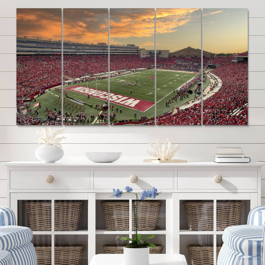 Wisconsin Badgers Football Team Print - Madison Camp Randall Stadium Wall Art Canvas Print