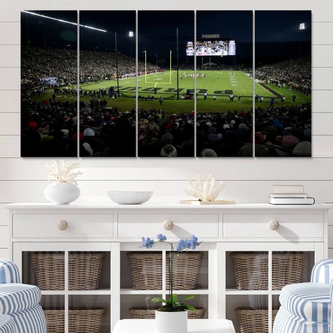 Purdue Boilermakers Football Team Print - West Lafayette Ross–Ade Stadium Wall Art Canvas Print