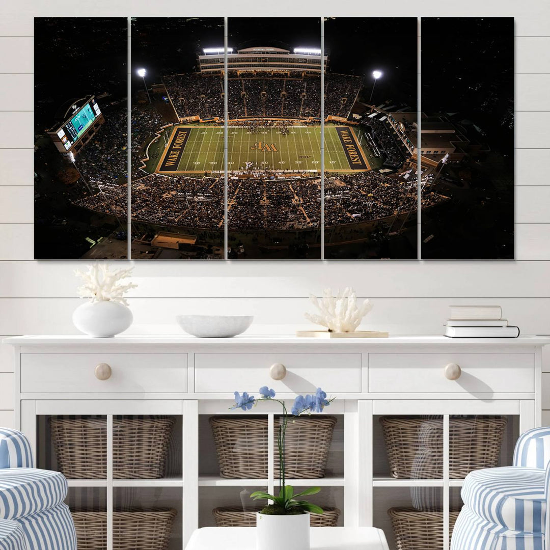 Wake Forest University Demon Deacons Football Team Print - Winston-Salem Allegacy Federal Credit Union Stadium Wall Art Canvas Print