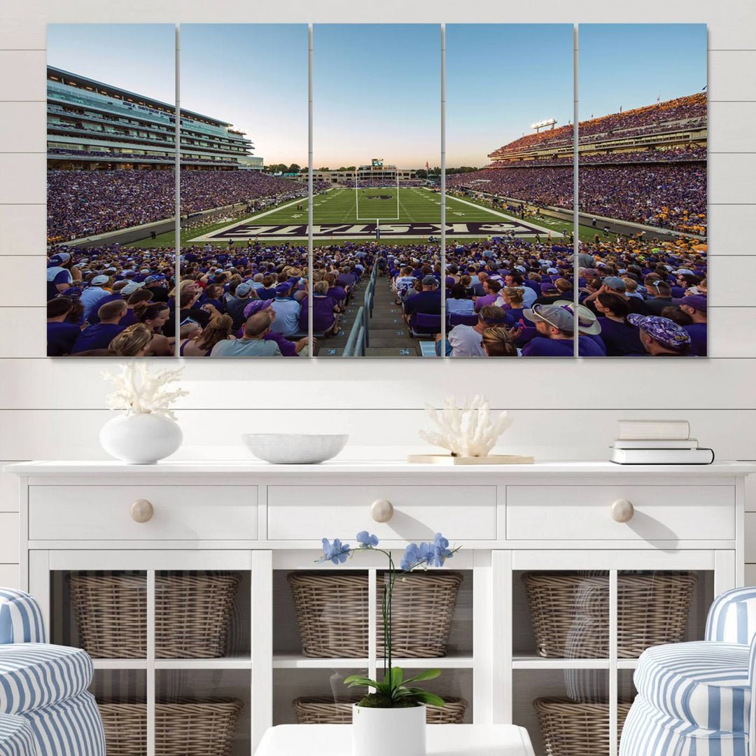 Kansas State University Wildcats Football Team Print - Manhattan Bill Snyder Family Football Stadium Wall Art Canvas Print