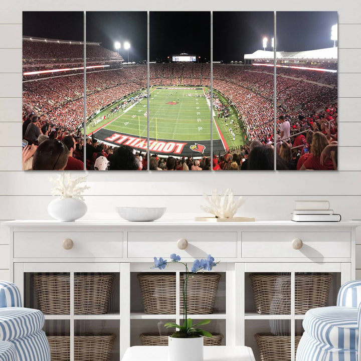 University of Louisville Cardinals Football Team Print - Louisville Cardinal Stadium Wall Art Canvas Print