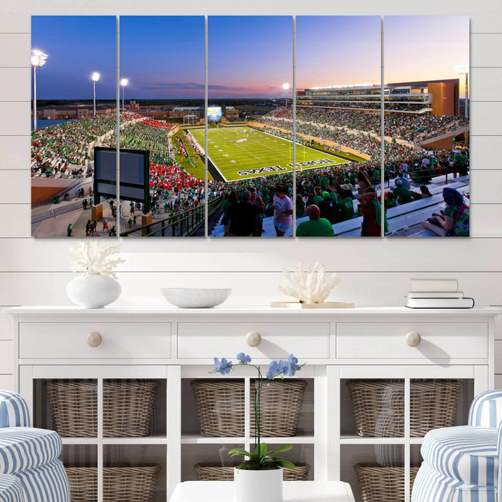 University of North Texas Mean Green Football Team Print - Denton DATCU Stadium Wall Art Canvas Print