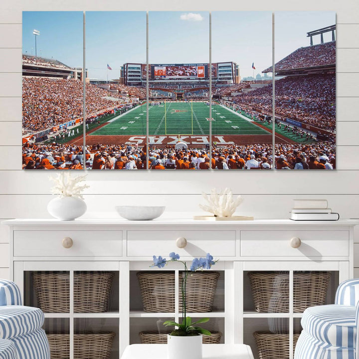 University of Texas Longhorns Football Team Print - Austin Darrell K Royal-Texas Memorial Stadium at Campbell-Williams Field Wall Art Canvas Print