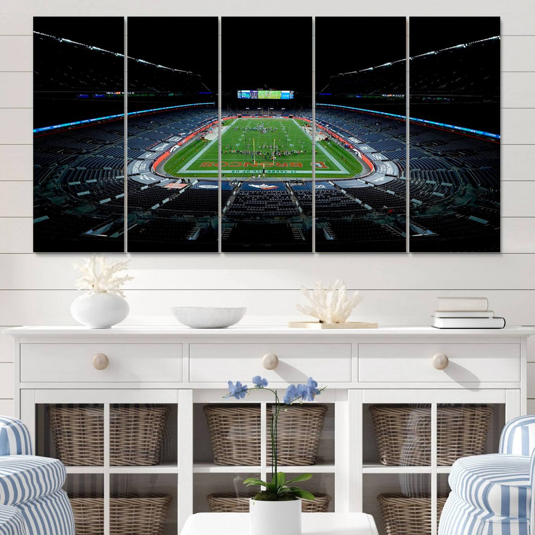 Denver Broncos Football Team Print - Denver Empower Field at Mile High Stadium Wall Art Canvas Print