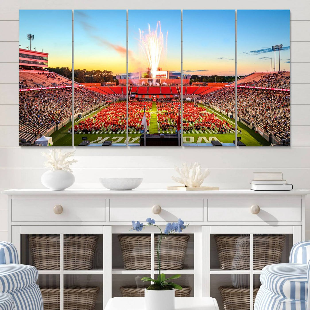 North Carolina State University Wolfpack Football Team Print - Raleigh Carter-Finley Stadium Wall Art Canvas Print