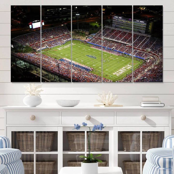 Florida Atlantic University Owls Football Team Print - Boca Raton FAU Stadium Wall Art Canvas Print