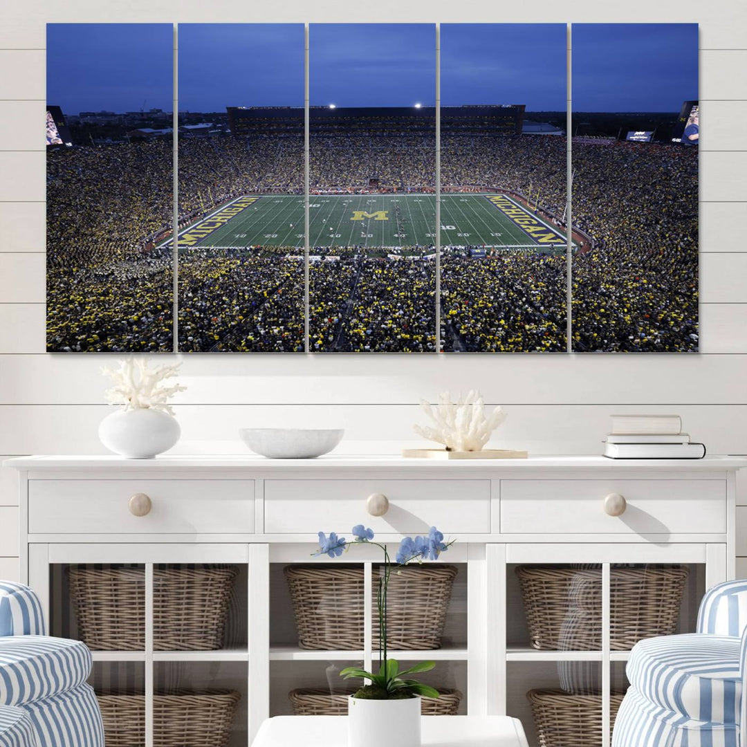 University of Michigan Wolverines Football Team Print - Ann Arbor Michigan Stadium Wall Art Canvas Print