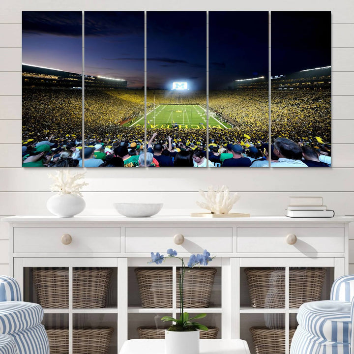 University of Michigan Wolverines Football Team Print - Ann Arbor Michigan Stadium Wall Art Canvas Print