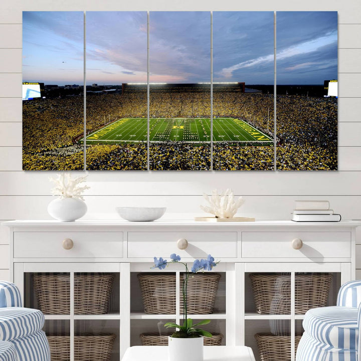 University of Michigan Wolverines Football Team Print - Ann Arbor Michigan Stadium Wall Art Canvas Print