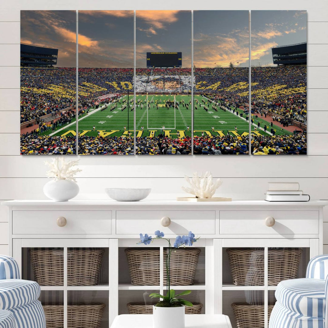 University of Michigan Wolverines Football Team Print - Ann Arbor Michigan Stadium Wall Art Canvas Print