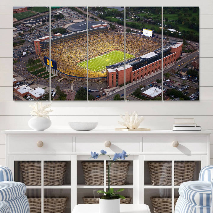 University of Michigan Wolverines Football Team Print - Ann Arbor Michigan Stadium Wall Art Canvas Print