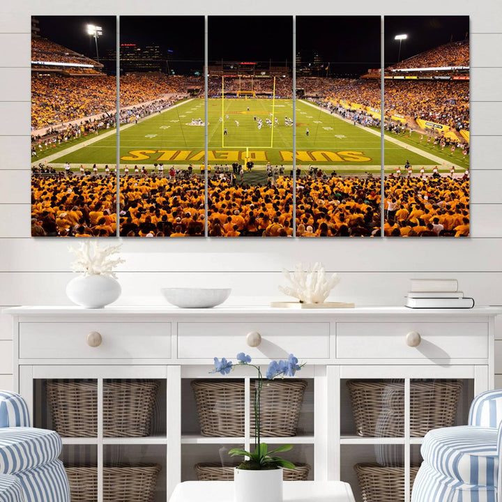 ASU Sun Devils Football Team Print - Phoenix Mountain America Stadium Wall Art Canvas Print