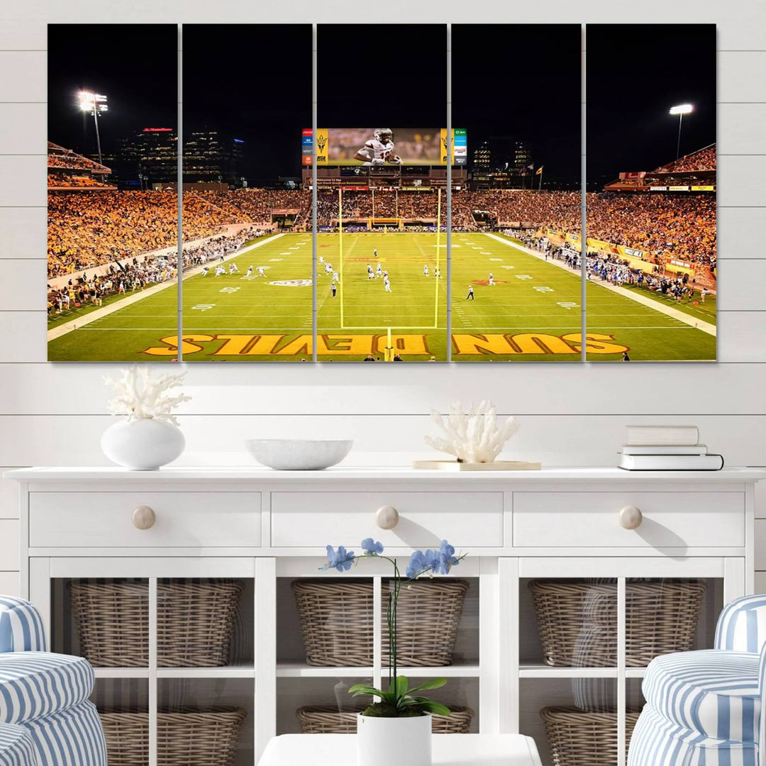 ASU Sun Devils Football Team Print - Phoenix Mountain America Stadium Wall Art Canvas Print