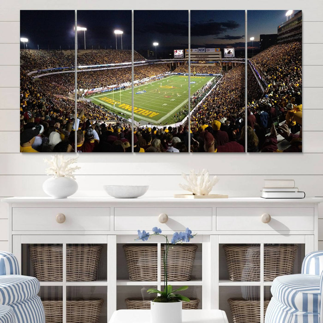 ASU Sun Devils Football Team Print - Phoenix Mountain America Stadium Wall Art Canvas Print