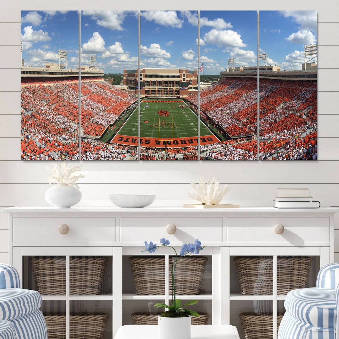 Oklahoma State Cowboys Football Team Print - Stillwater Boone Pickens Stadium Wall Art Canvas Print