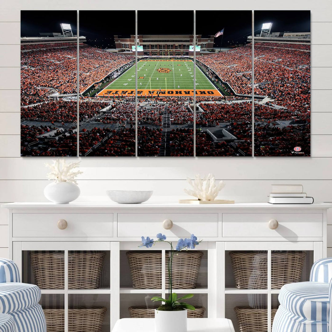 Oklahoma State Cowboys Football Team Print - Stillwater Boone Pickens Stadium Wall Art Canvas Print