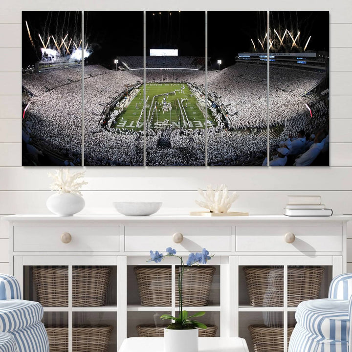 Penn State Nittany Lions Football Team Print - University Park Beaver Stadium Wall Art Canvas Print