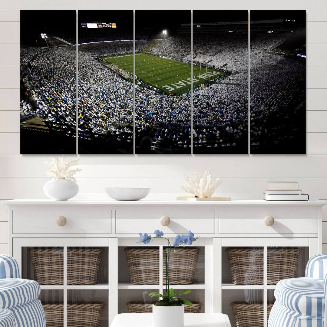 Penn State Nittany Lions Football Team Print - University Park Beaver Stadium Wall Art Canvas Print