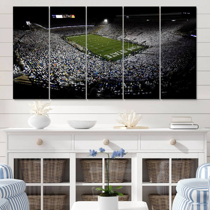 Penn State Nittany Lions Football Team Print - University Park Beaver Stadium Wall Art Canvas Print