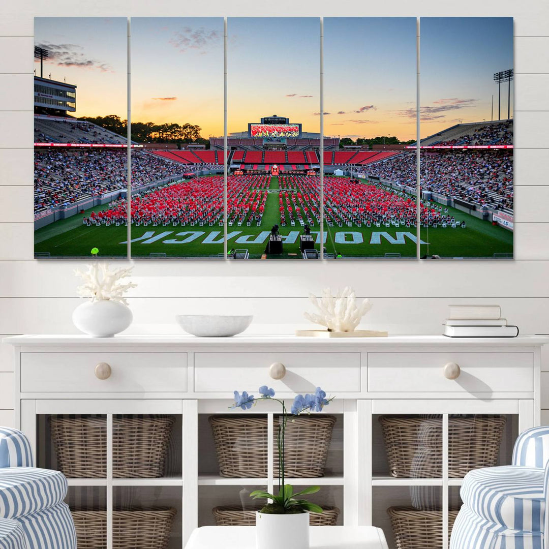 NC State Wolfpack Football Team Print - Raleigh Carter-Finley Stadium Wall Art Canvas Print