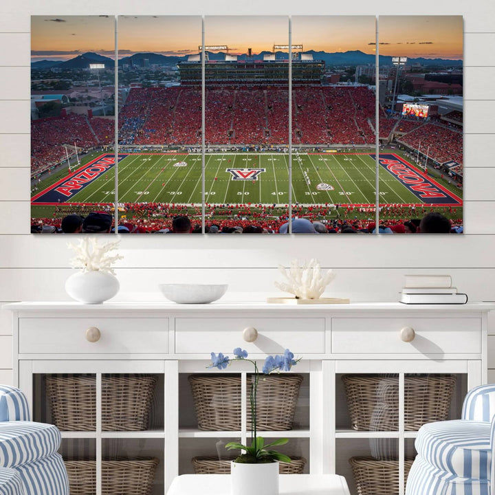 Arizona Wildcats Football Team Print - Tucson Arizona Stadium Wall Art Canvas Print