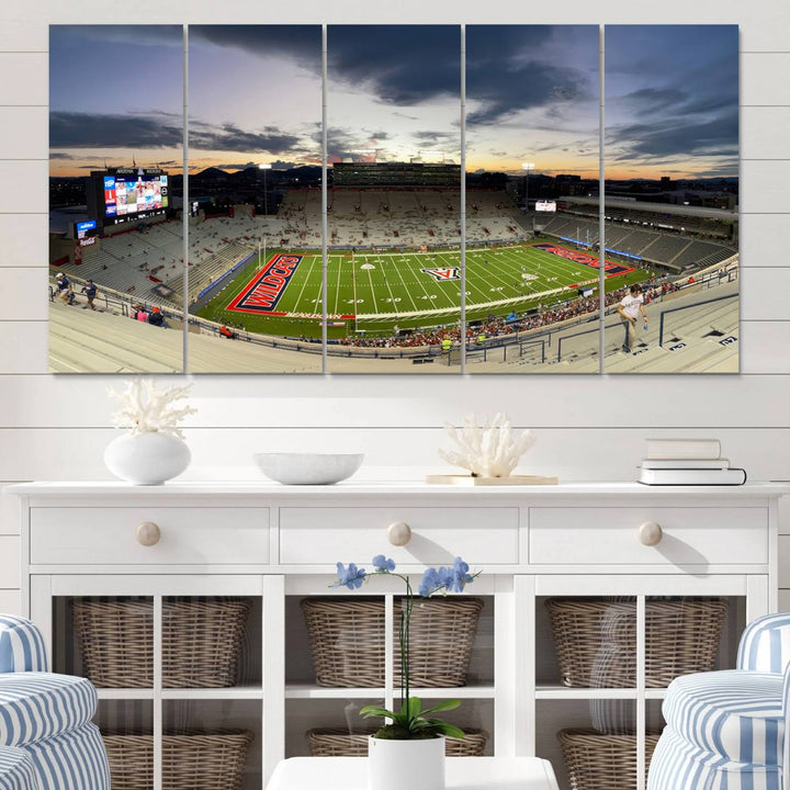 Arizona Wildcats Football Team Print - Tucson Arizona Stadium Wall Art Canvas Print