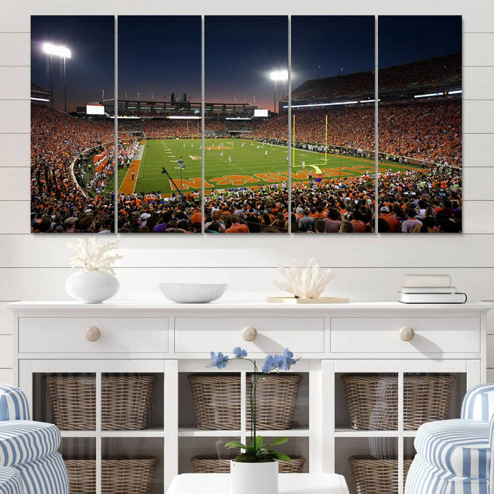 Clemson University Tigers Football Team Print - Clemson Memorial Stadium Wall Art Canvas Print