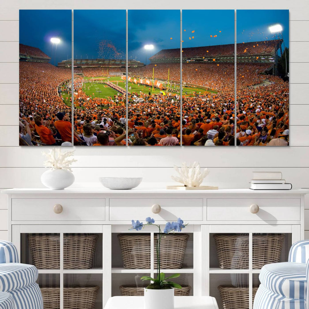 Clemson University Tigers Football Team Print - Clemson Memorial Stadium Wall Art Canvas Print