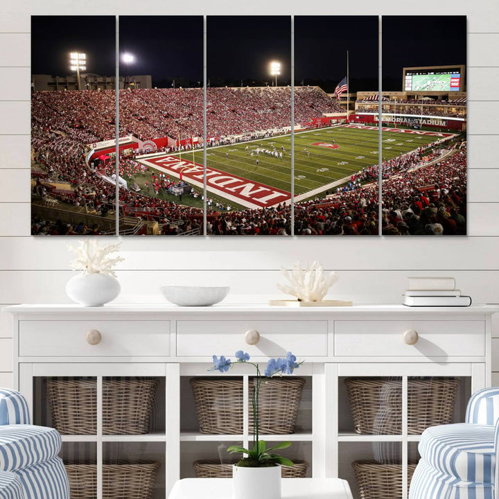 Indiana University Hoosiers Football Team Print - Bloomington Memorial Stadium Wall Art Canvas Print