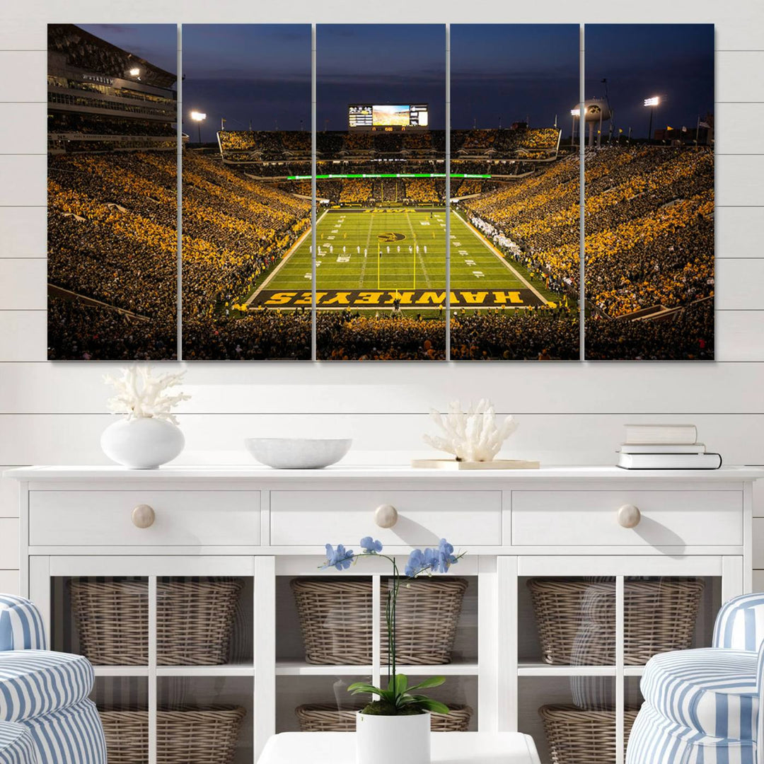 Iowa University Hawkeyes Football Team Print - Iowa City Kinnick Stadium Wall Art Canvas Print