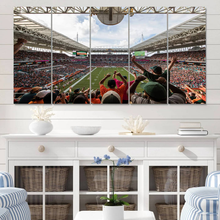 Miami Hurricanes Football Team Print - Miami Hard Rock Stadium Wall Art Canvas Print