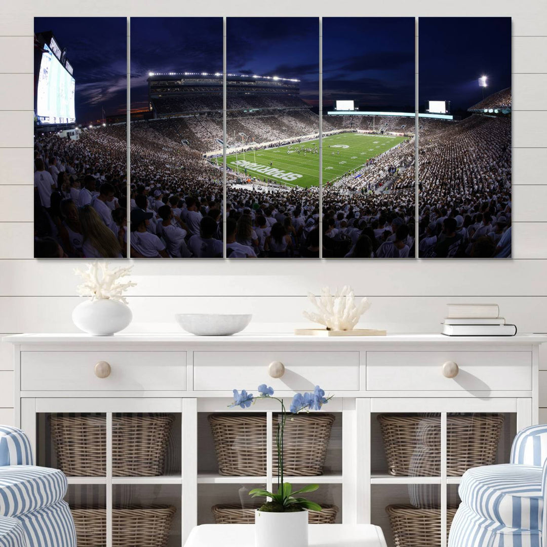 Michigan State Spartans Football Team Print - East Lansing Spartan Stadium Wall Art Canvas Print