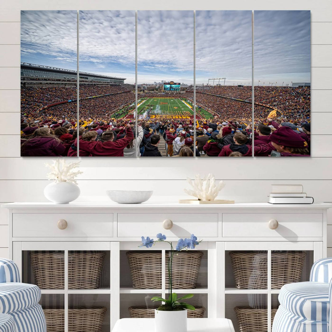 University of Minnesota Golden Gophers Football Team Print - Minneapolis Huntington Bank Stadium Wall Art Canvas Print