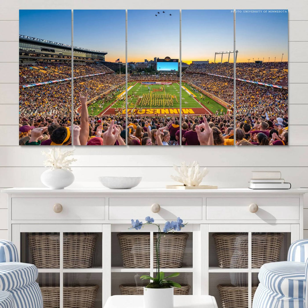 University of Minnesota Golden Gophers Football Team Print - Minneapolis Huntington Bank Stadium Wall Art Canvas Print