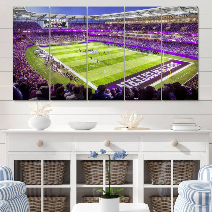 Northwestern University Wildcats Football Team Print - Evanston Ryan Field Wall Art Canvas Print