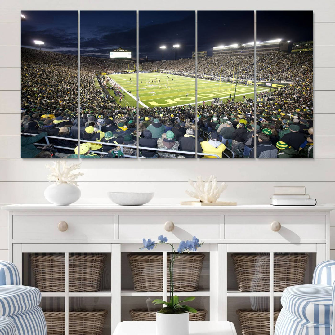 University of Oregon Ducks Football Team Print - Eugene Autzen Stadium Wall Art Canvas Print