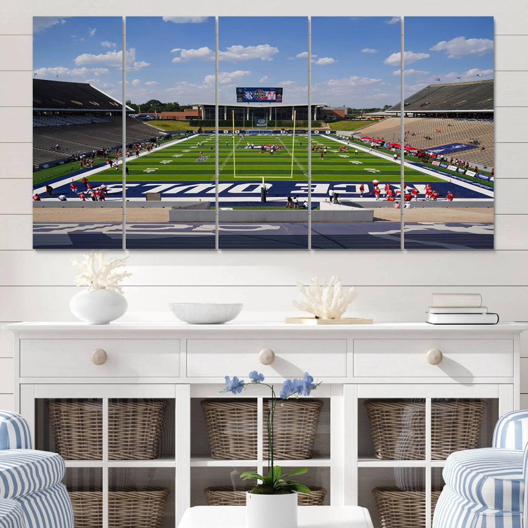 Rice University Owls Football Team Print - Houston Rice Stadium Wall Art Canvas Print