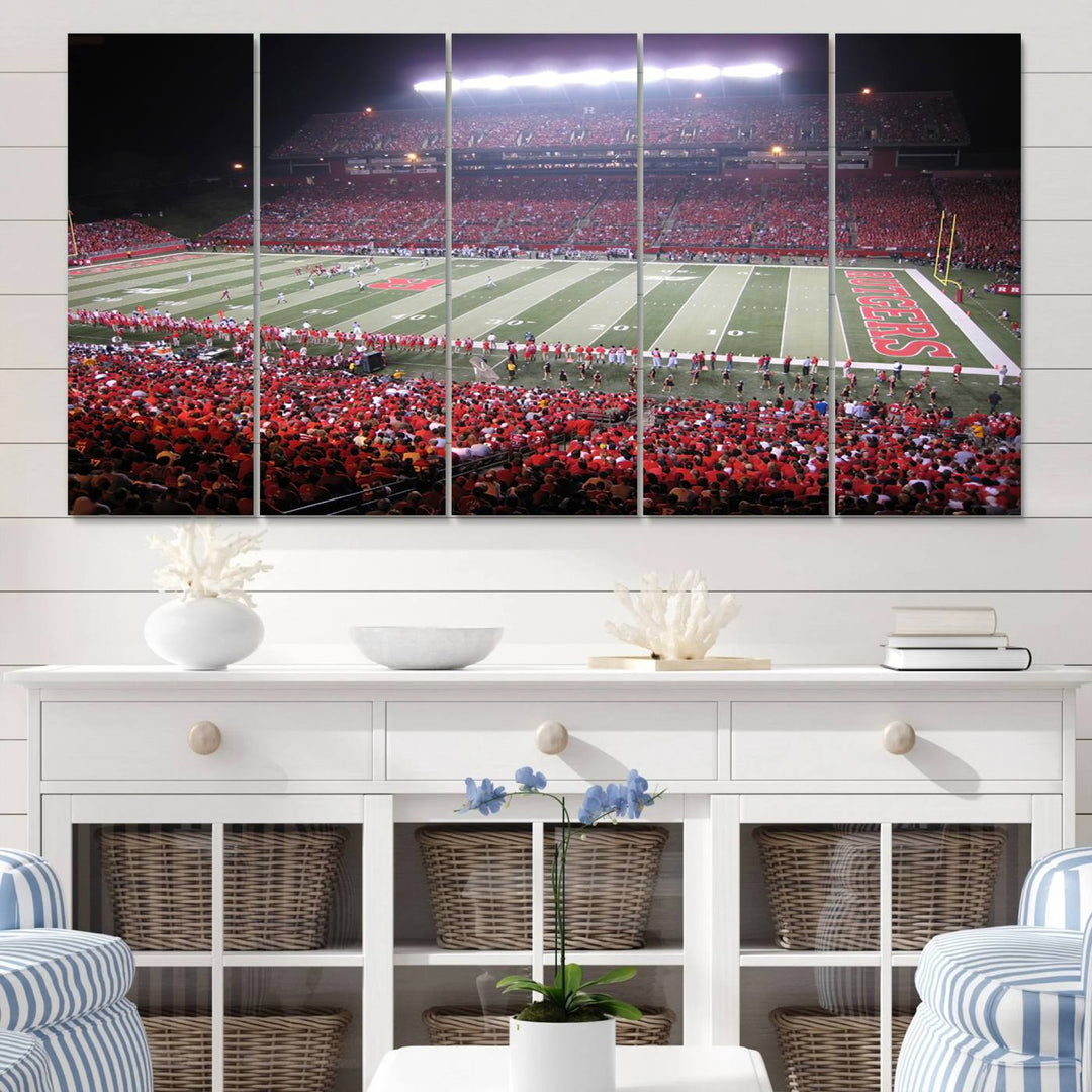 Rutgers University Scarlet Knights Football Team Print - Piscataway SHI Stadium Wall Art Canvas Print